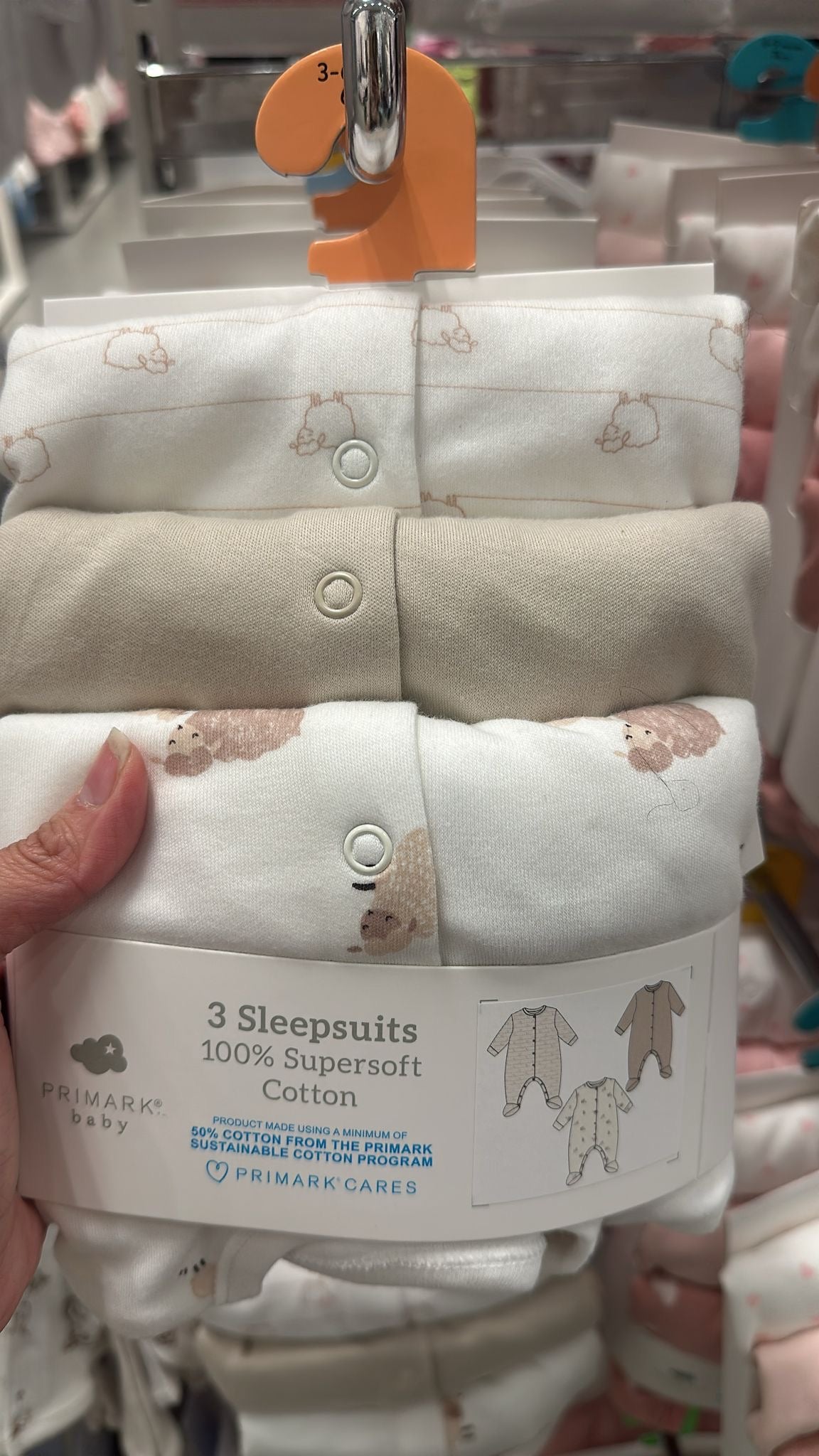 Baby Sleepsuits Sheeps 3pcs 100% Cotton