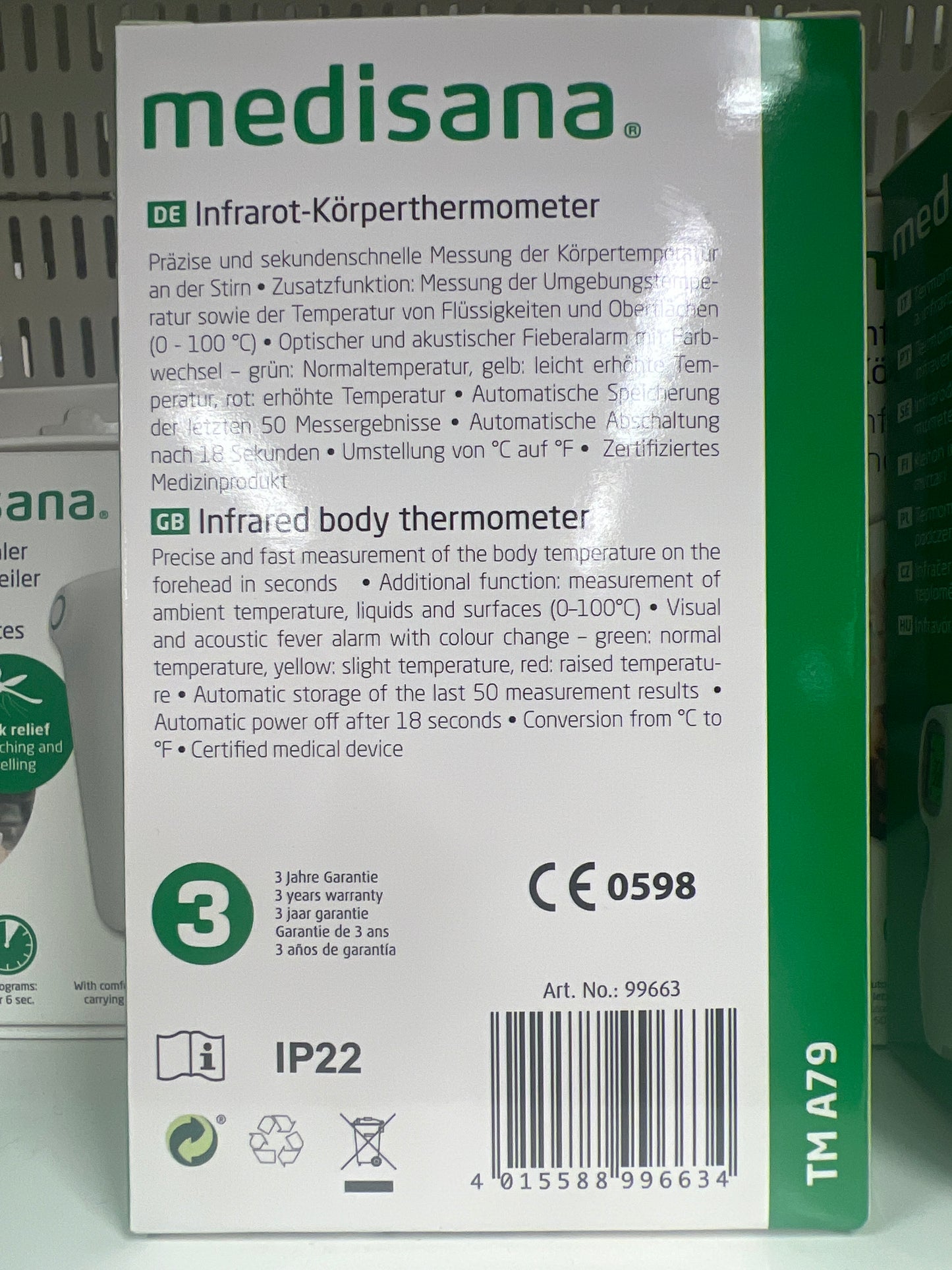 Medisana Infra-red Thermometer (Water Resistant IP22)