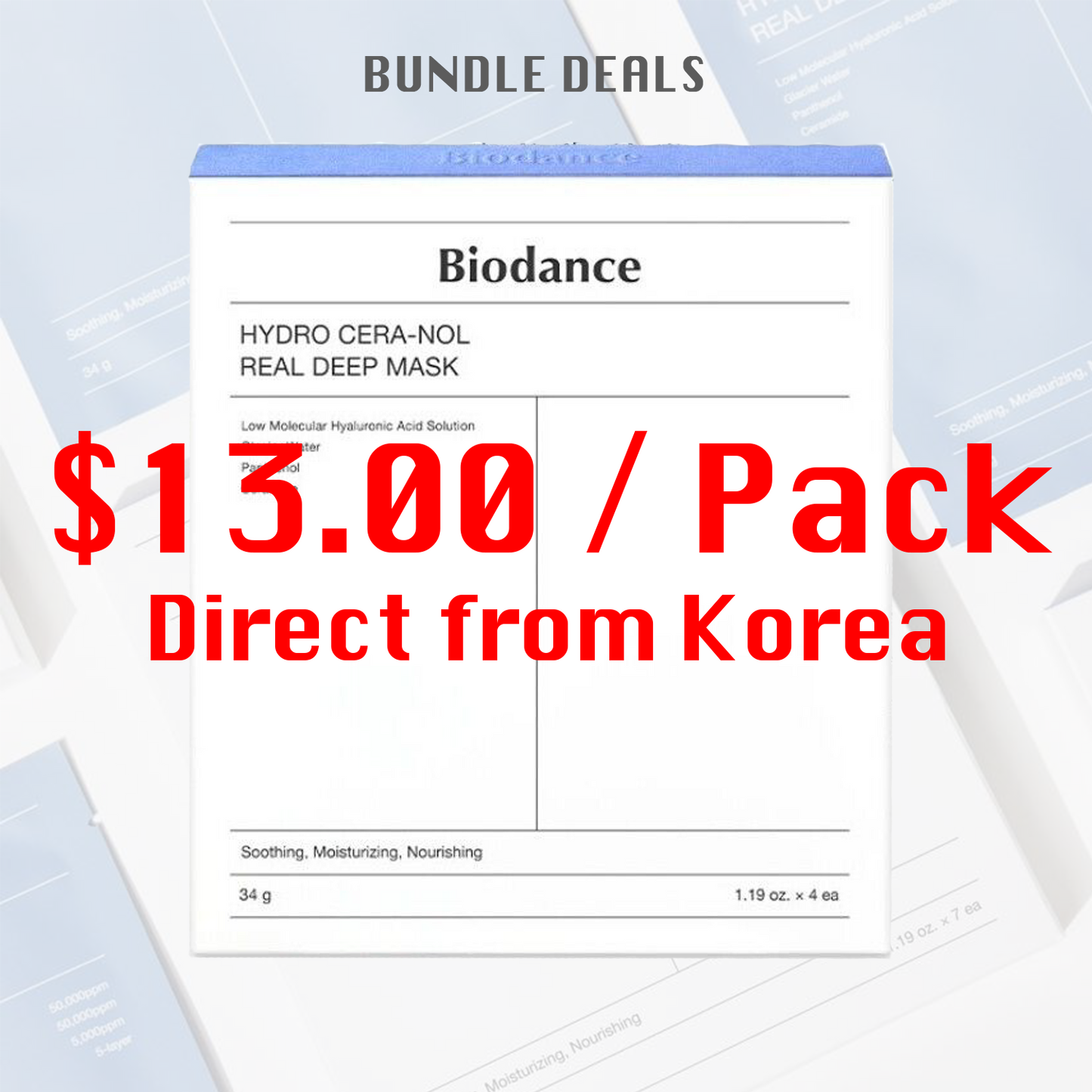 BIODANCE Hydro Cera-Nol Real Deep Mask 4's (Bundle Deal)