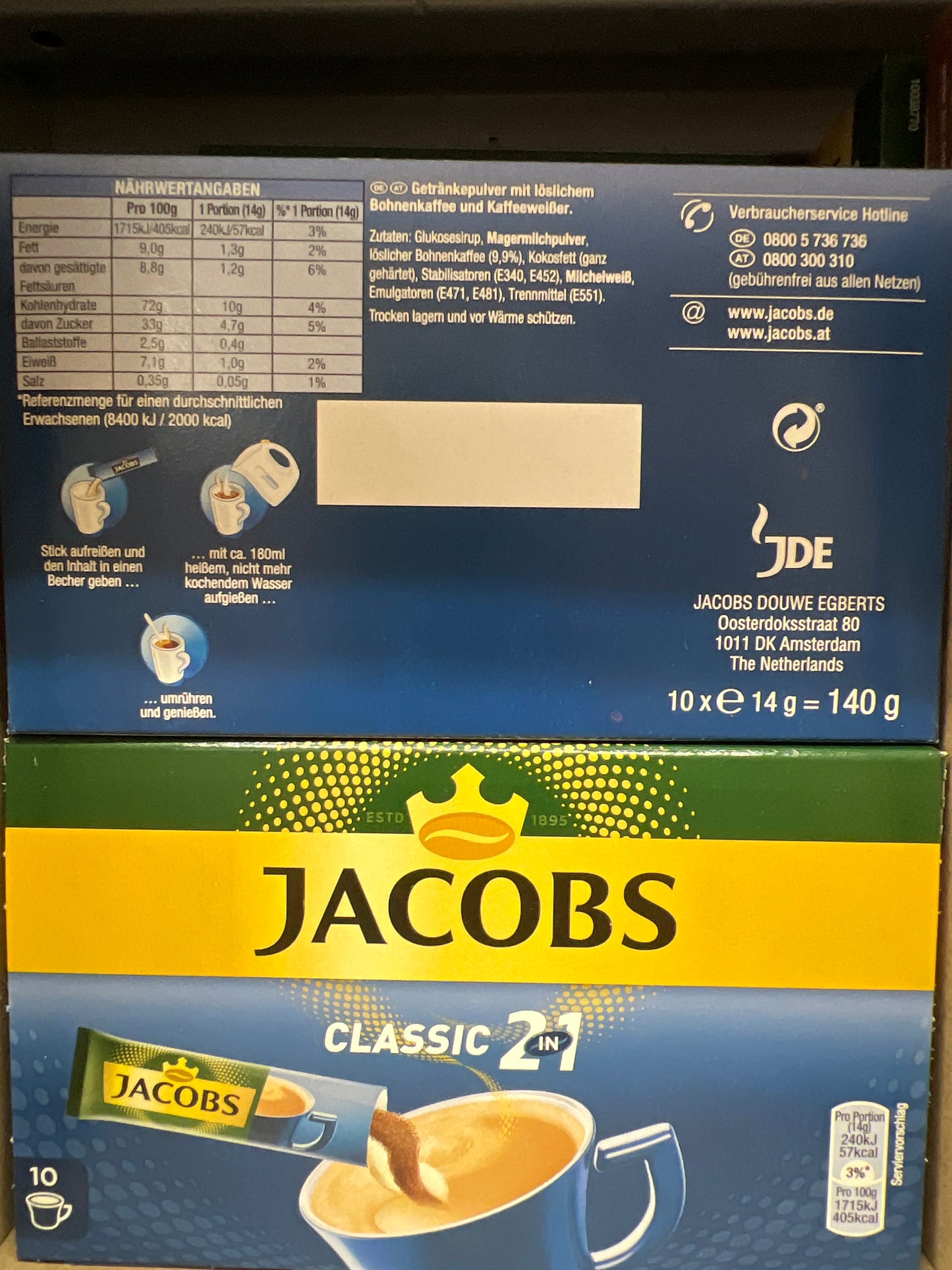 Jacobs Coffee 2in1 10x18g Sticks