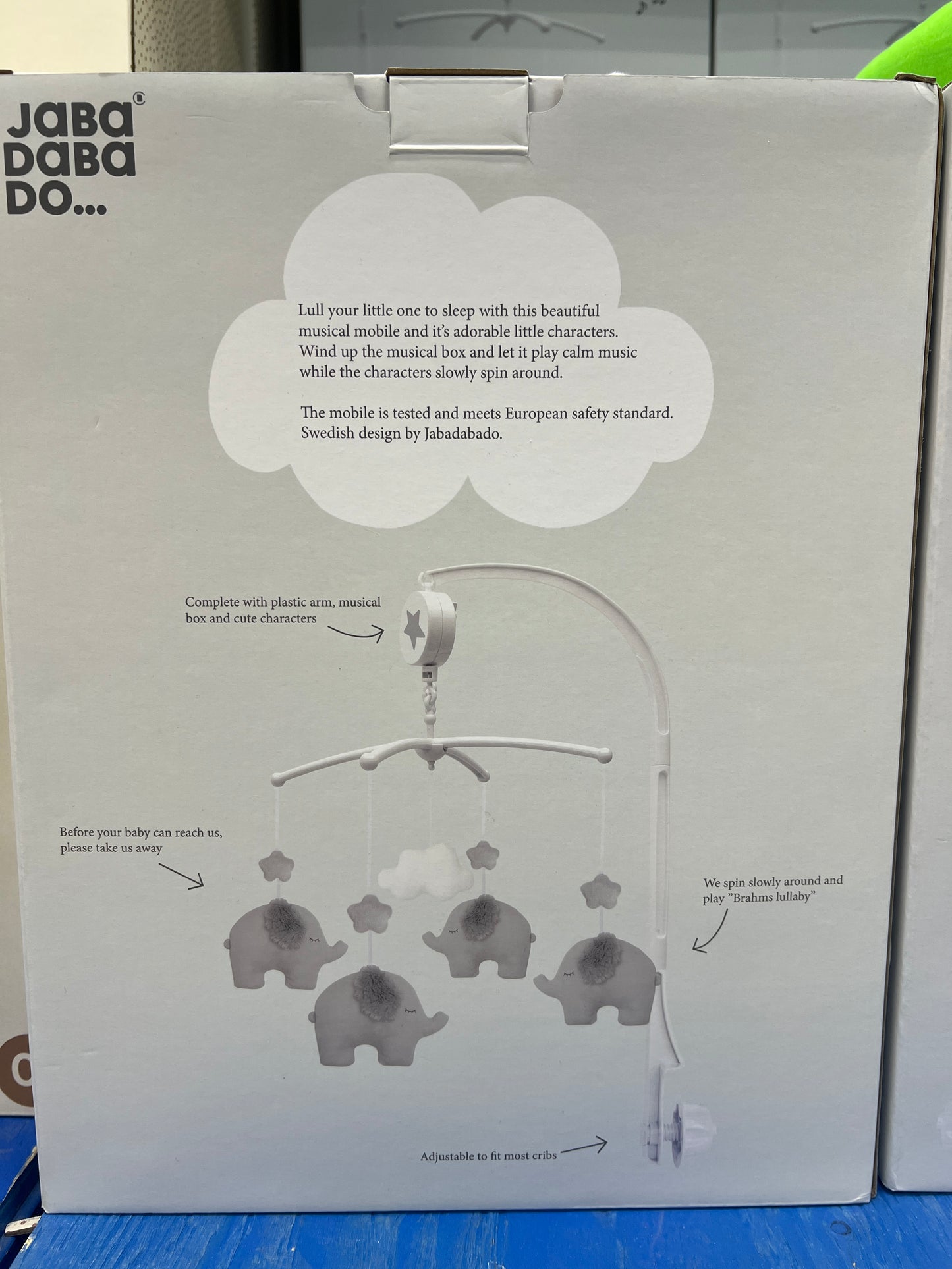 JABA DABA Musical Crib Mobile Sleepy Elephant