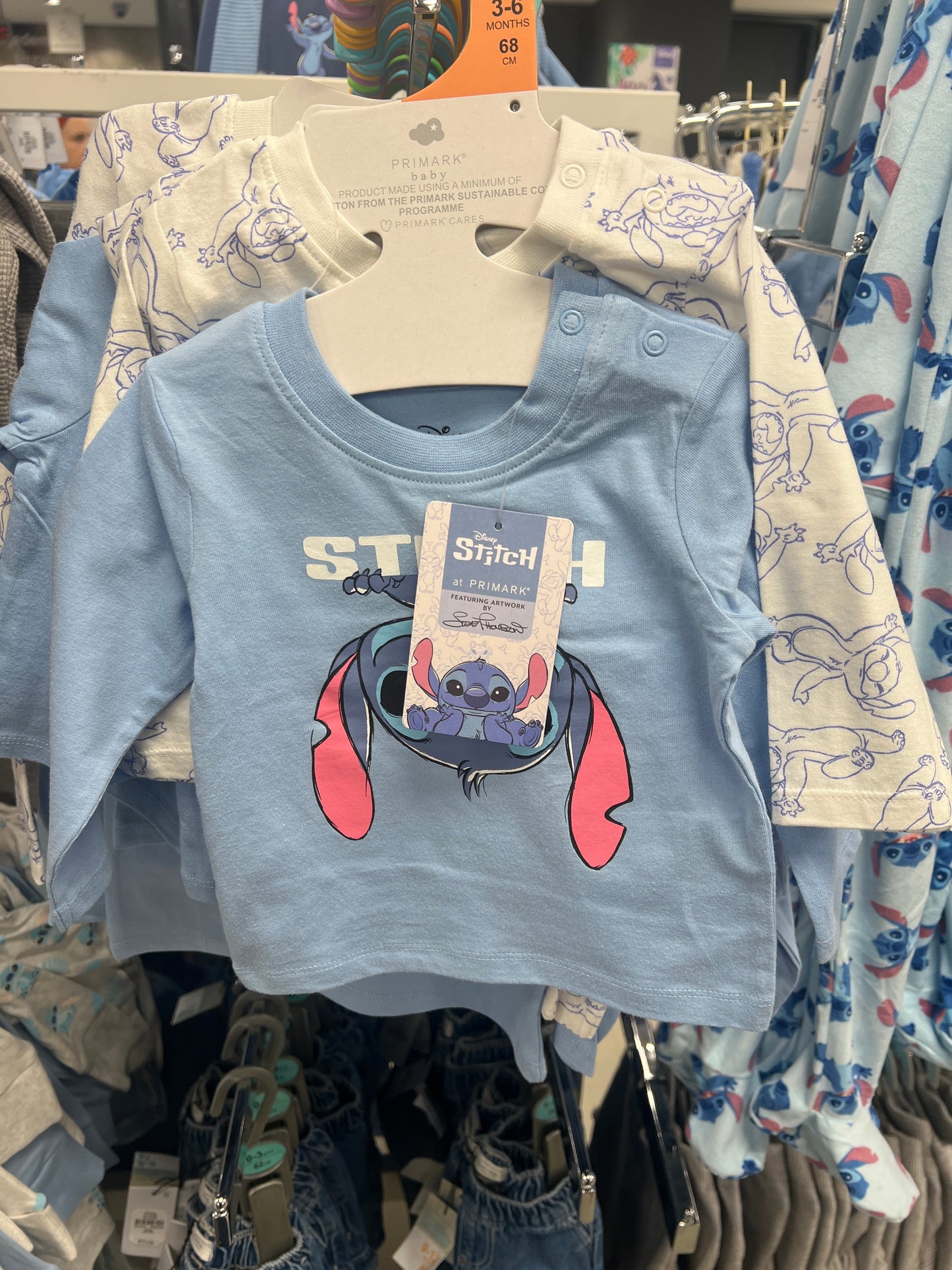 Disney Stitch Long Sleeves T (2pcs) blue & white
