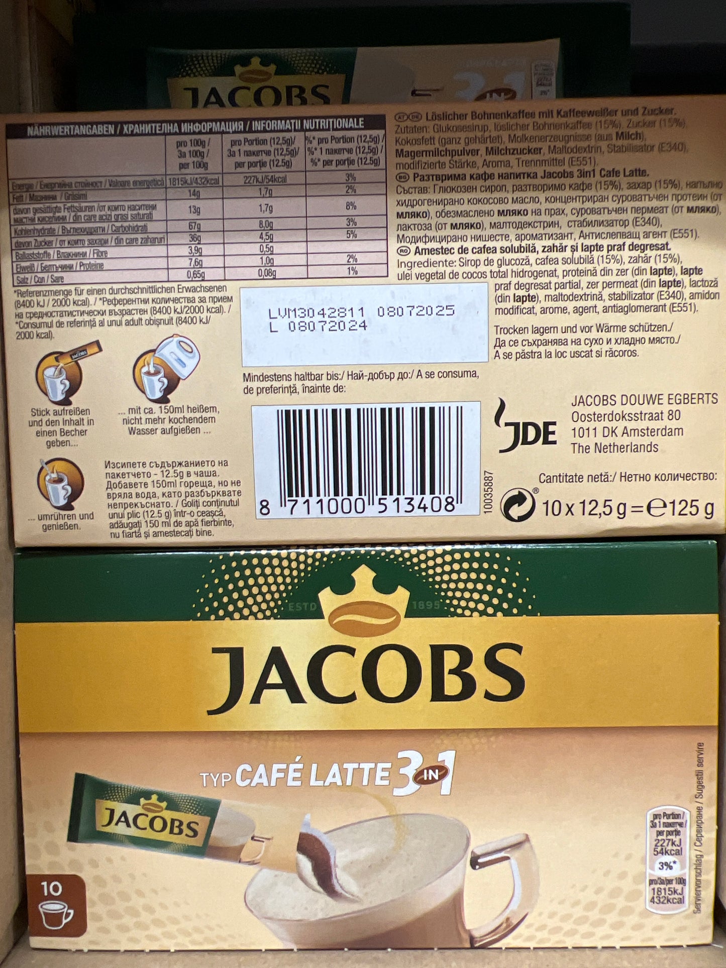 Jacobs Cafe Latte 3in1 10x12.5g Sticks