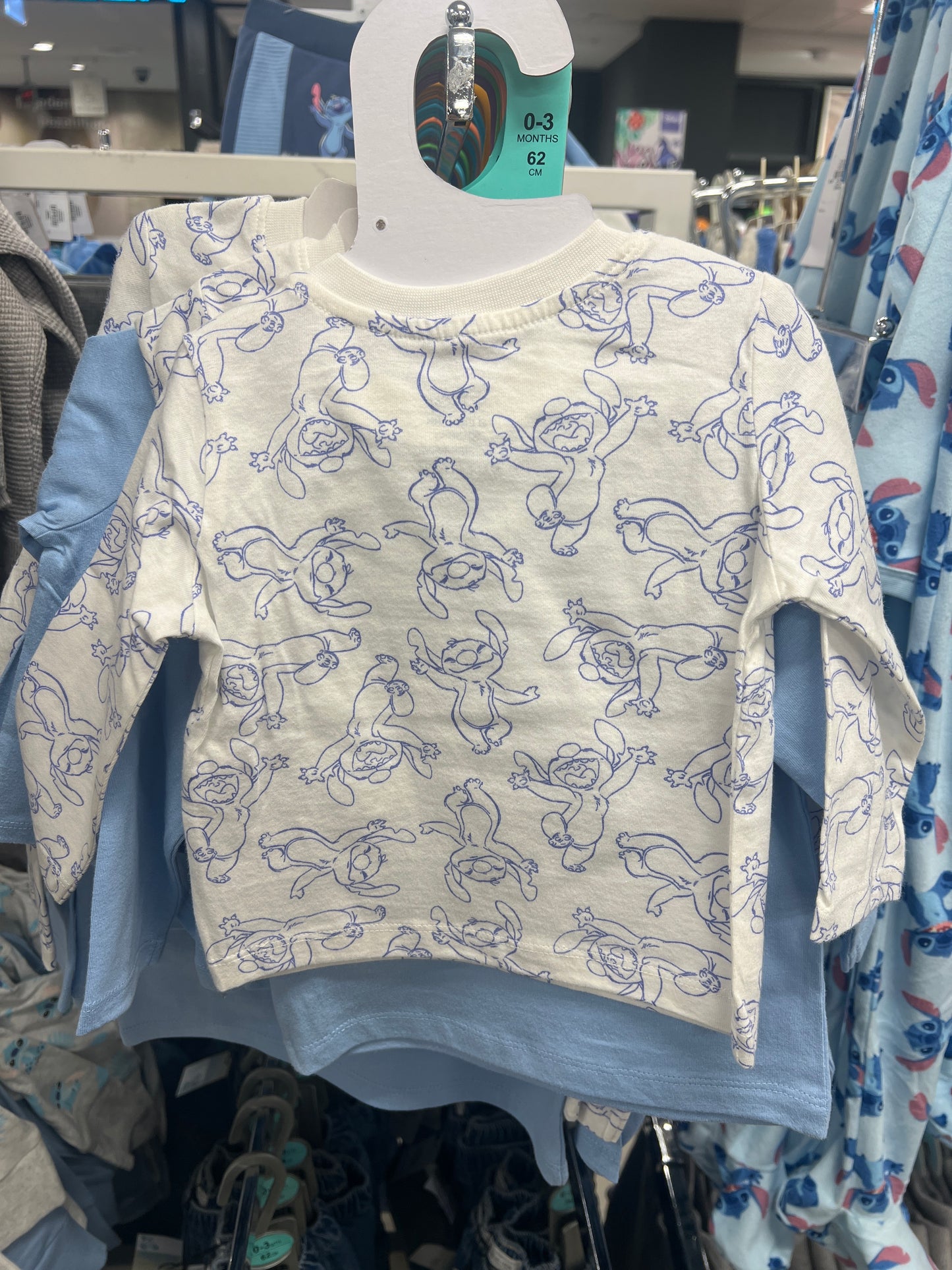 Disney Stitch Long Sleeves T (2pcs) blue & white