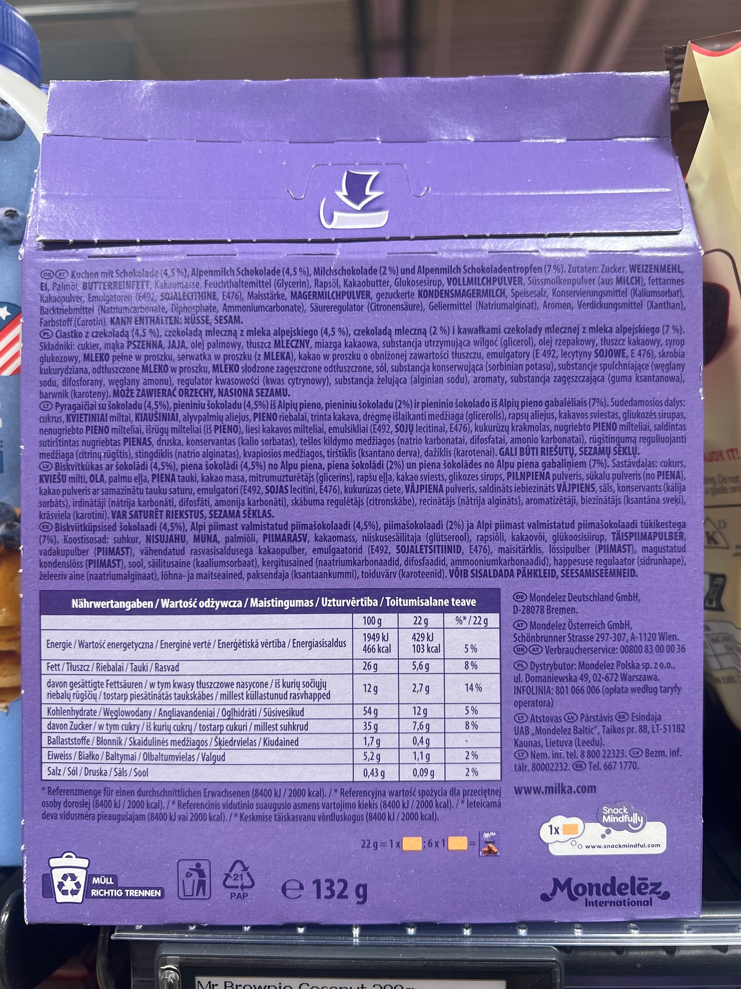 Milka Choc Brookie (Brownie + Cookie) 6’s 132g