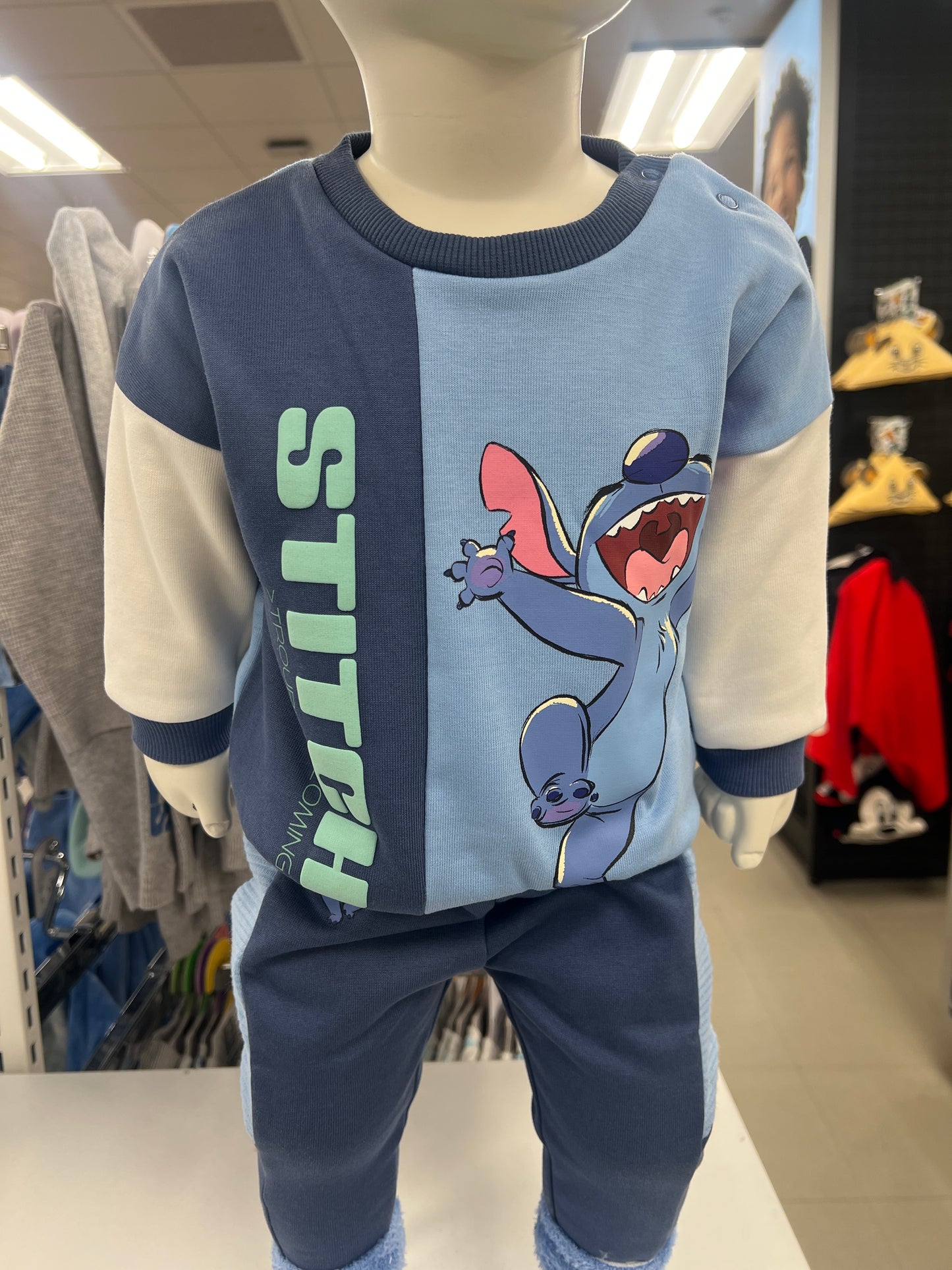 Disney Stitch Sweater Shorts Baby Set Blue