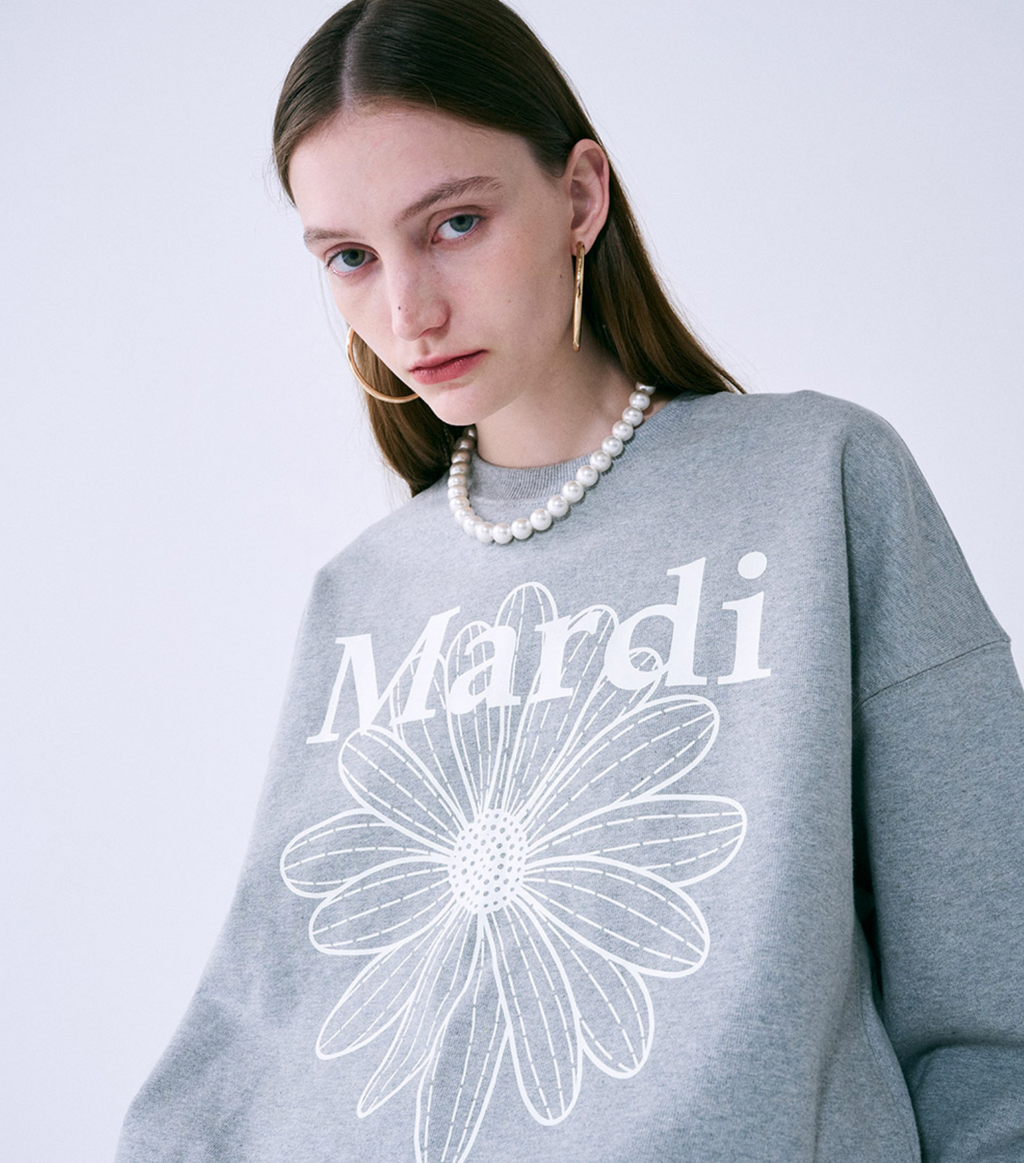 MARDI MERCREDI - SWEATSHIRT FLOWERMARDI - GREY IVORY