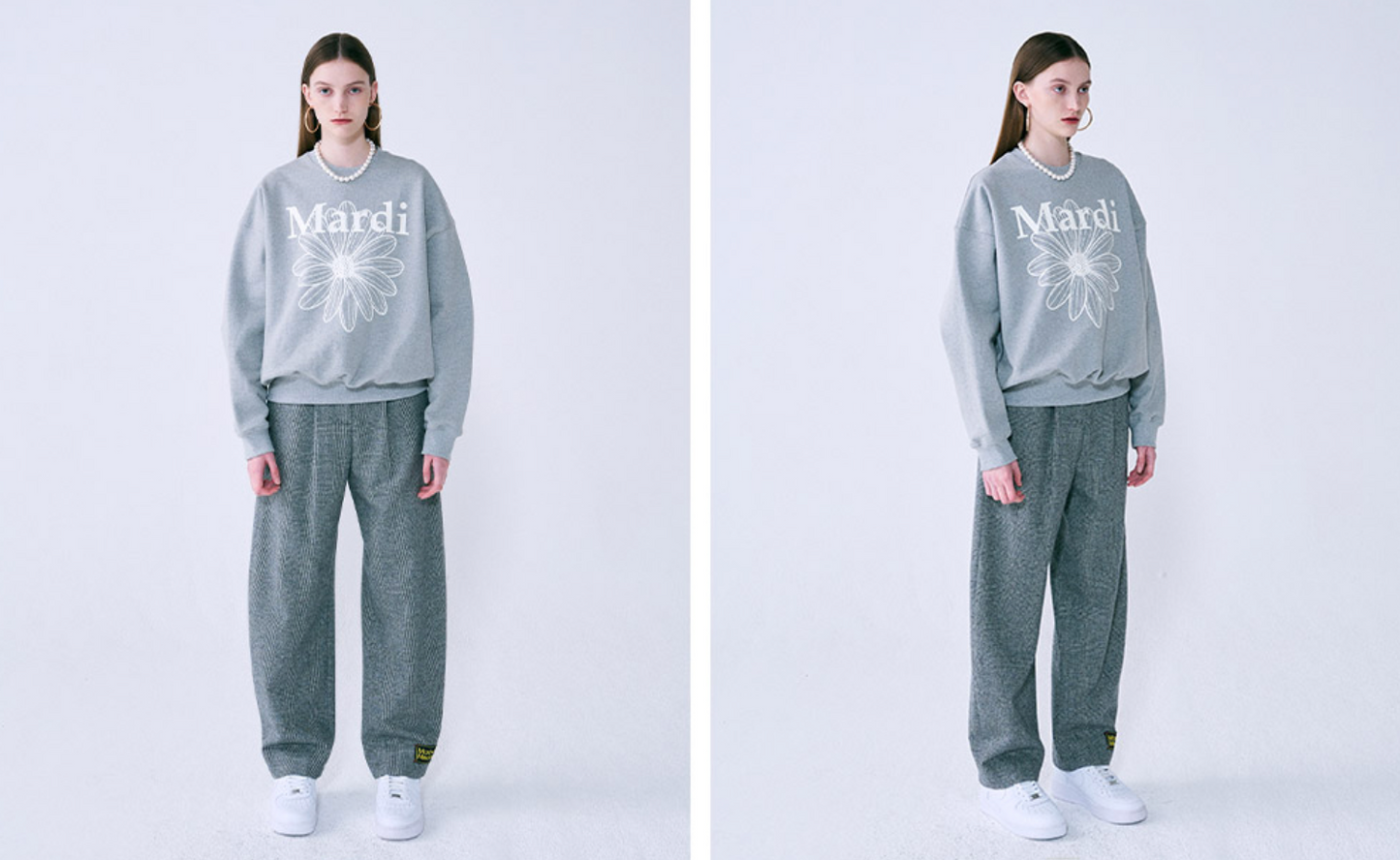 MARDI MERCREDI - SWEATSHIRT FLOWERMARDI - GREY IVORY