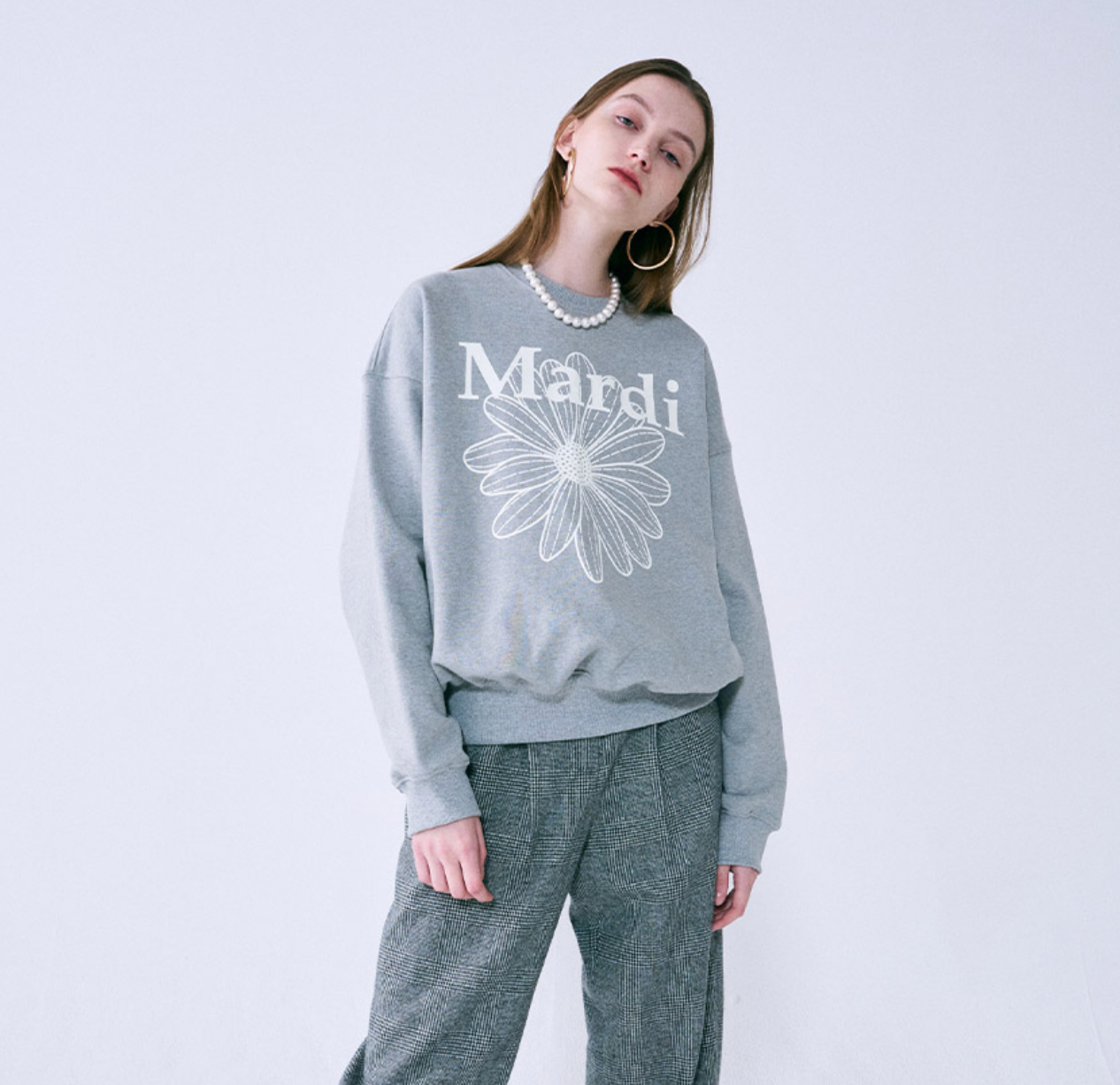 MARDI MERCREDI - SWEATSHIRT FLOWERMARDI - GREY IVORY