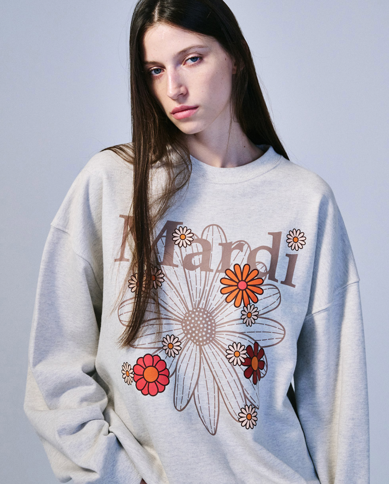 MARDI MERCREDI - SWEATSHIRT FLOWERMARDI BLOSSOM - OATMEAL TAUPE