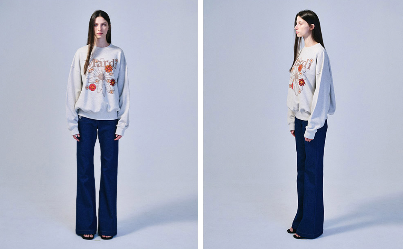 MARDI MERCREDI - SWEATSHIRT FLOWERMARDI BLOSSOM - OATMEAL TAUPE