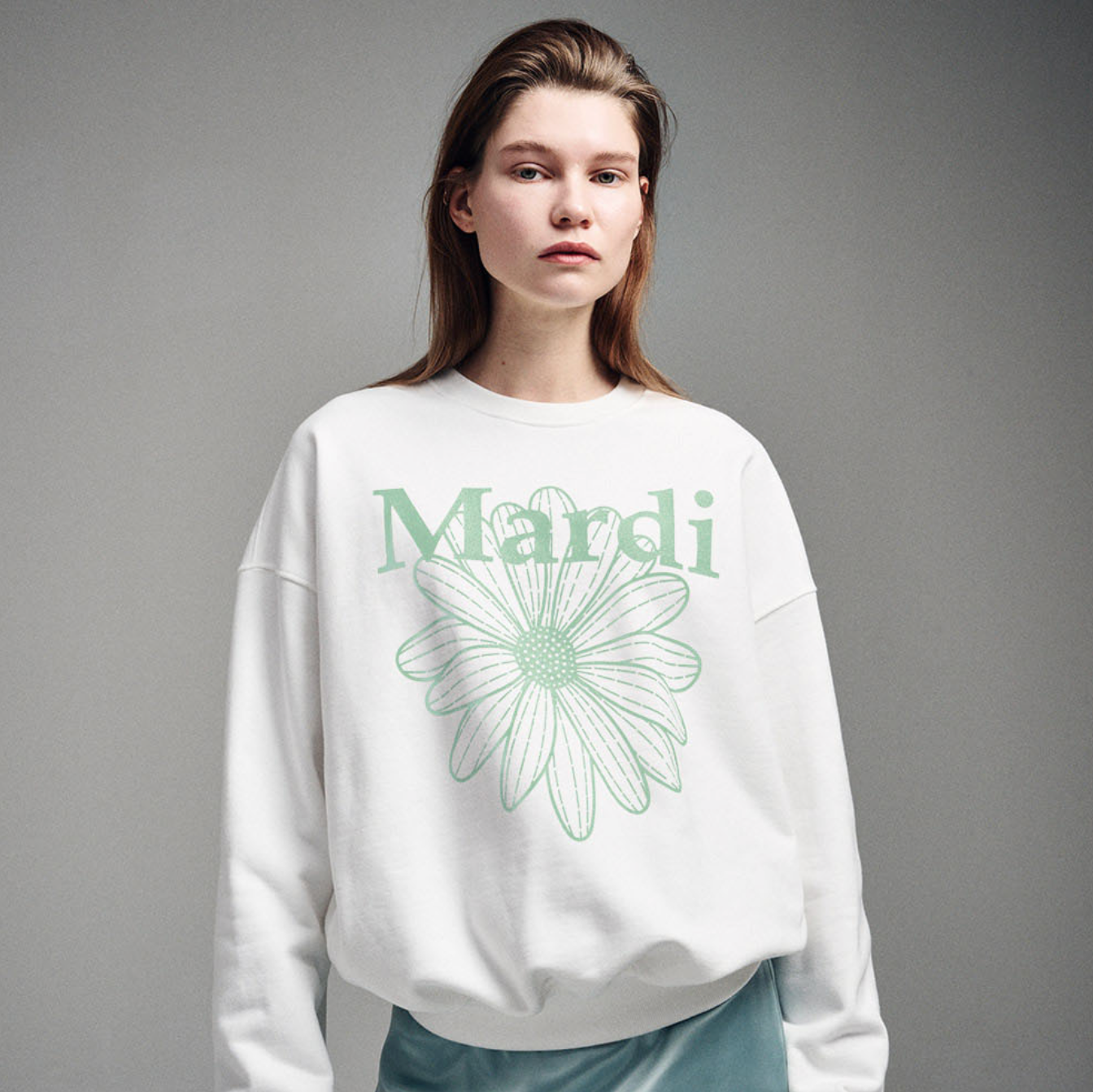MARDI MERCREDI - SWEATSHIRT FLOWERMARDI - WHITE MINT