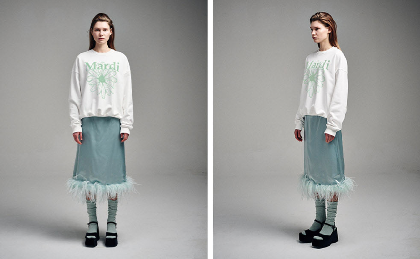 MARDI MERCREDI - SWEATSHIRT FLOWERMARDI - WHITE MINT