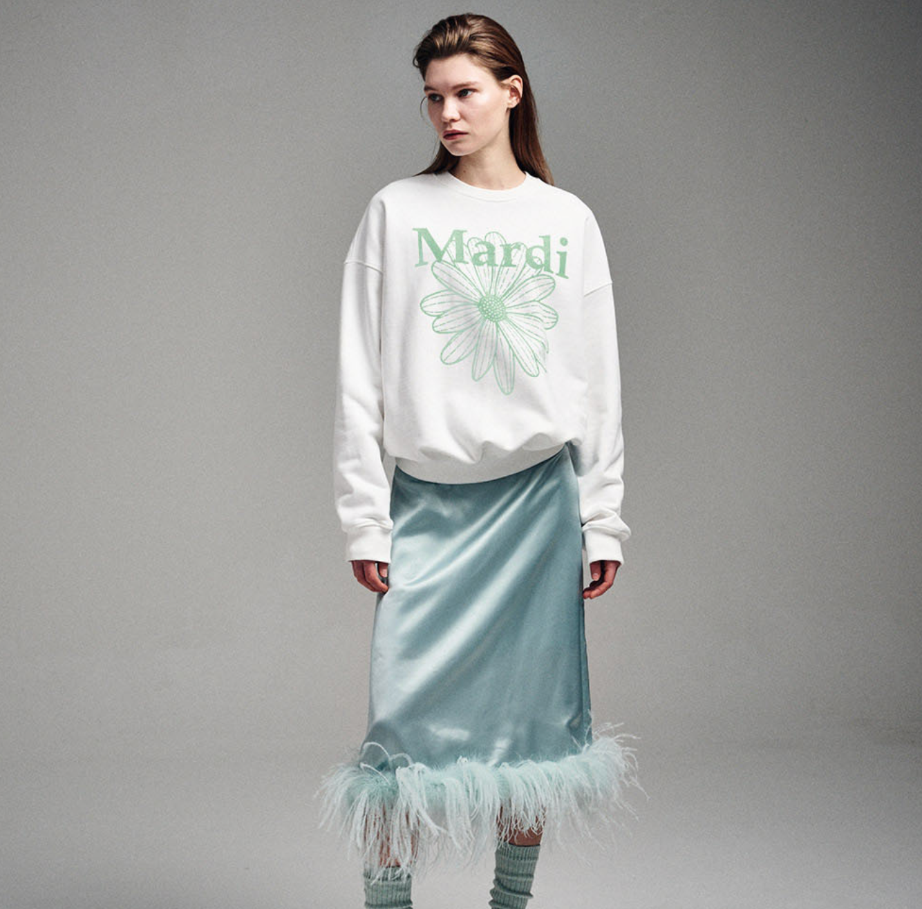 MARDI MERCREDI - SWEATSHIRT FLOWERMARDI - WHITE MINT