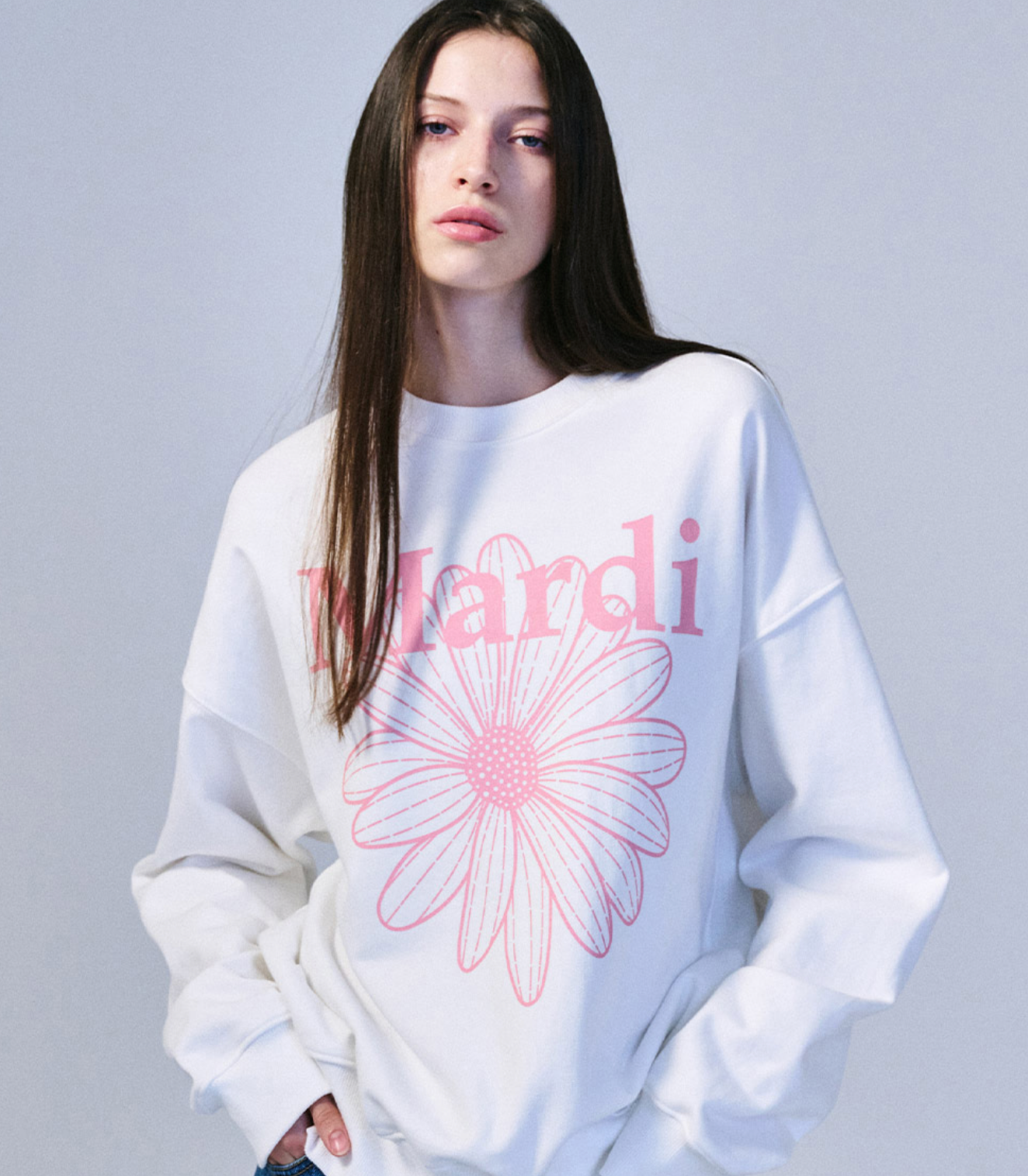 MARDI MERCREDI - SWEATSHIRT FLOWERMARDI - WHITE PINK