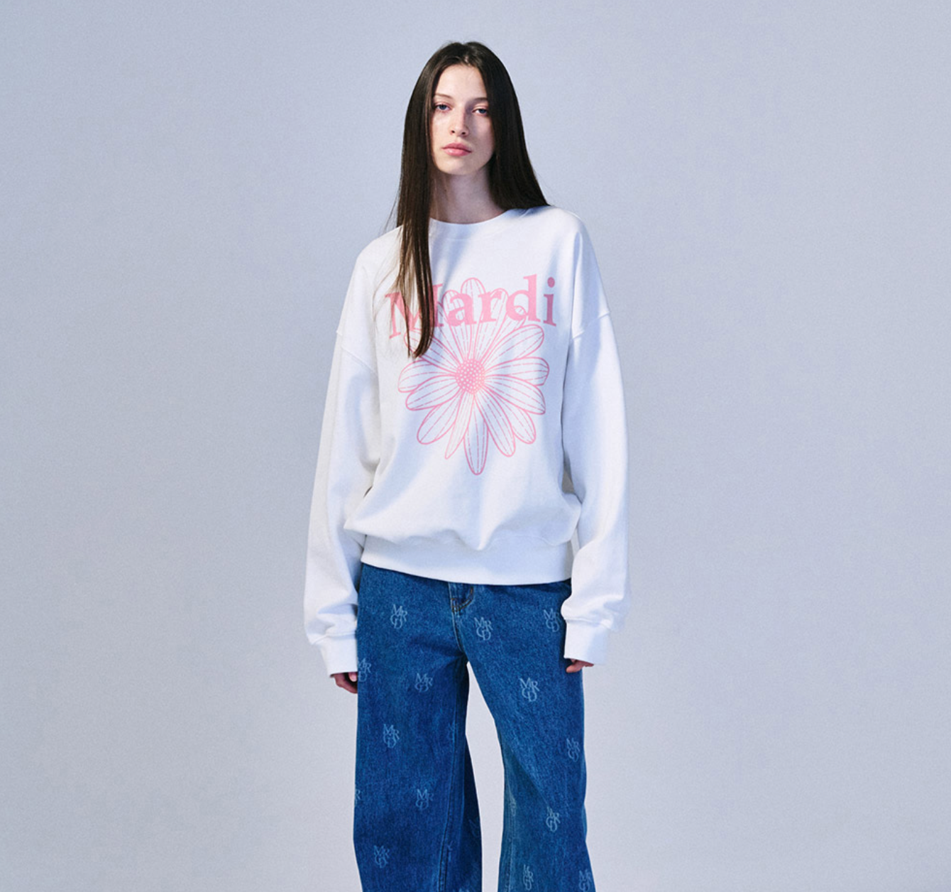 MARDI MERCREDI - SWEATSHIRT FLOWERMARDI - WHITE PINK