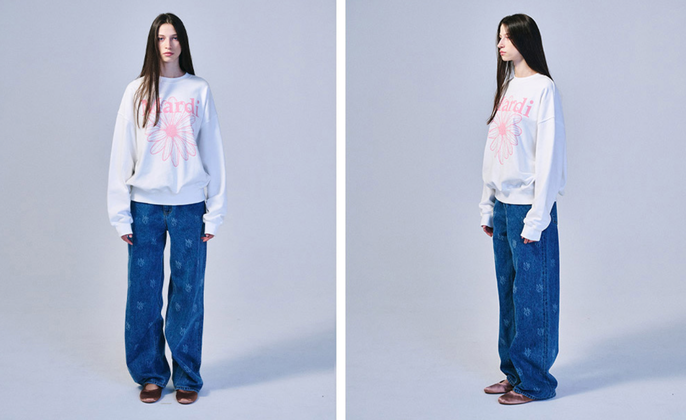 MARDI MERCREDI - SWEATSHIRT FLOWERMARDI - WHITE PINK