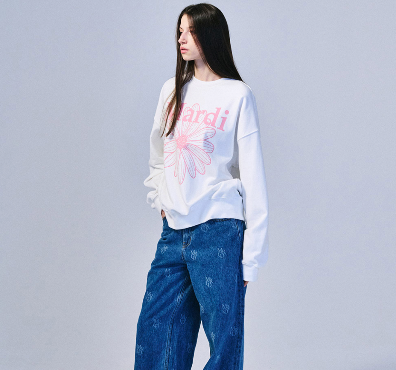 MARDI MERCREDI - SWEATSHIRT FLOWERMARDI - WHITE PINK