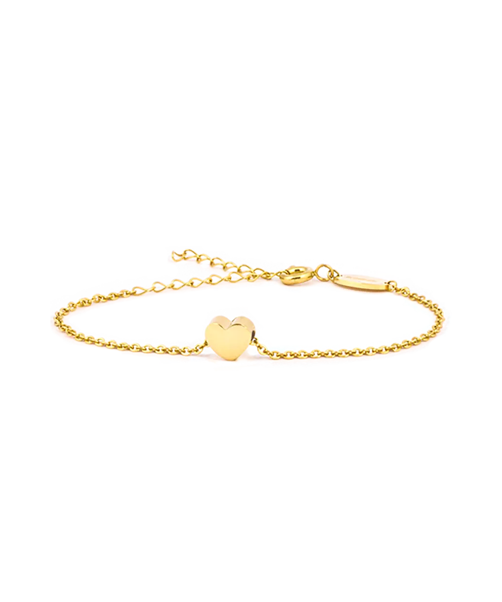 High Quality Stainless (316L) Heart Gold Bracelet 14-19cm
