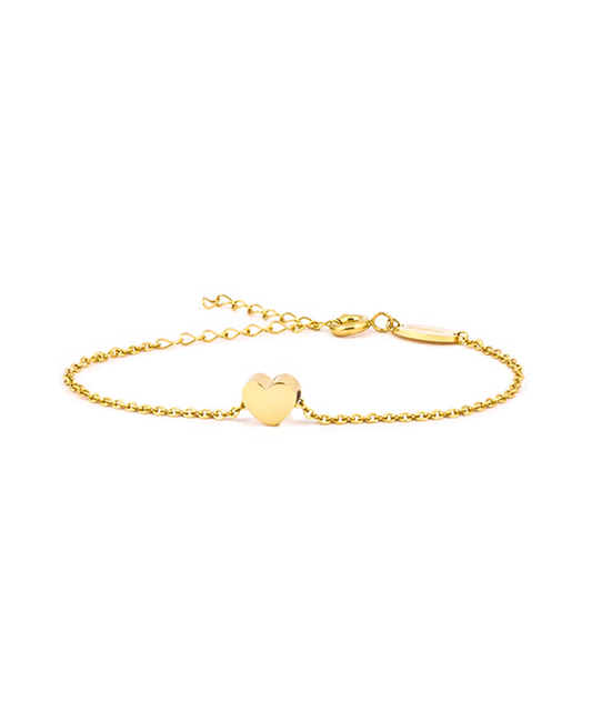 High Quality Stainless (316L) Heart Gold Bracelet 14-19cm