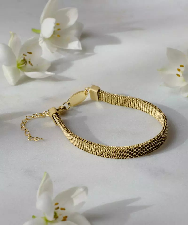 High Quality Stainless (316L) Mesh Gold Bracelet 15.5-19cm