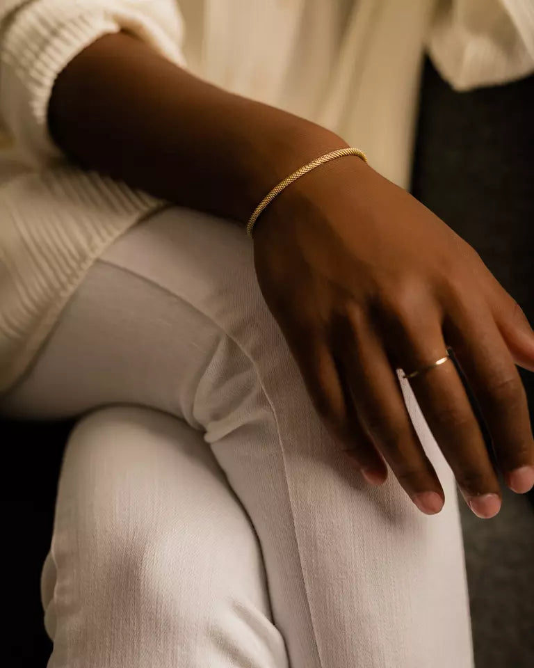 High Quality Stainless (316L) Round Mesh Gold Bracelet 15.5-19cm