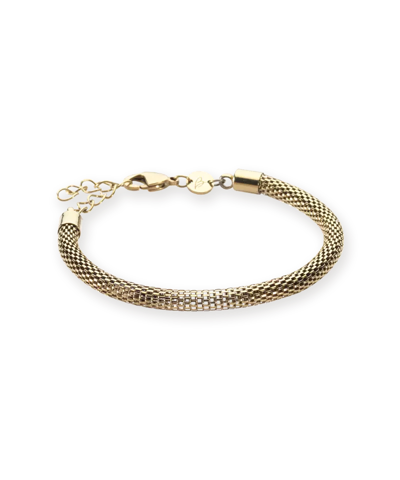 High Quality Stainless (316L) Grand Round Mesh Gold Bracelet 15.5-19cm