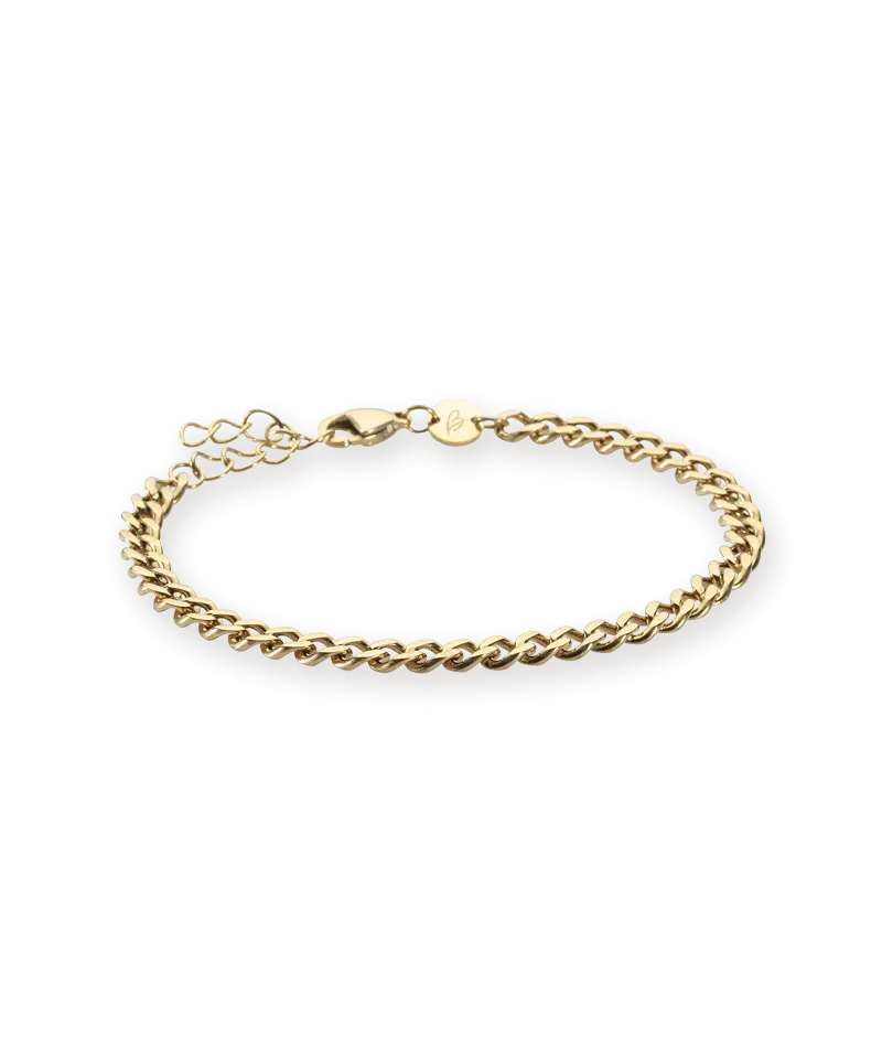 High Quality Stainless (316L) Curb Link Gold Bracelet 15.5-19cm