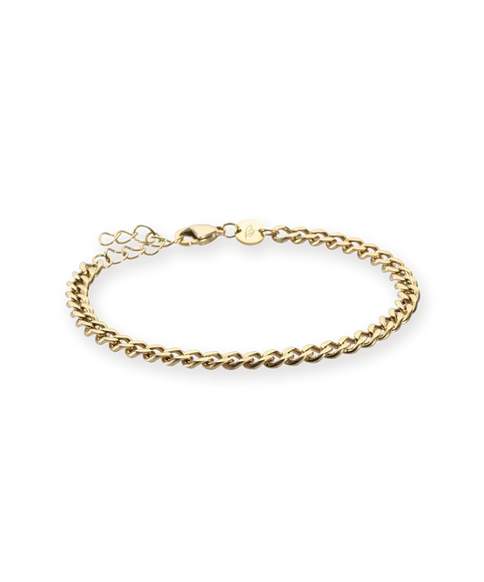 High Quality Stainless (316L) Curb Link Gold Bracelet 15.5-19cm