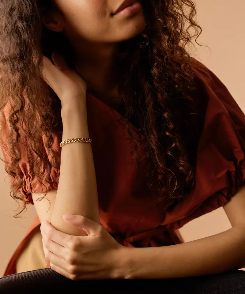 High Quality Stainless (316L) Grand Curb Link Gold Bracelet 15.5-19cm