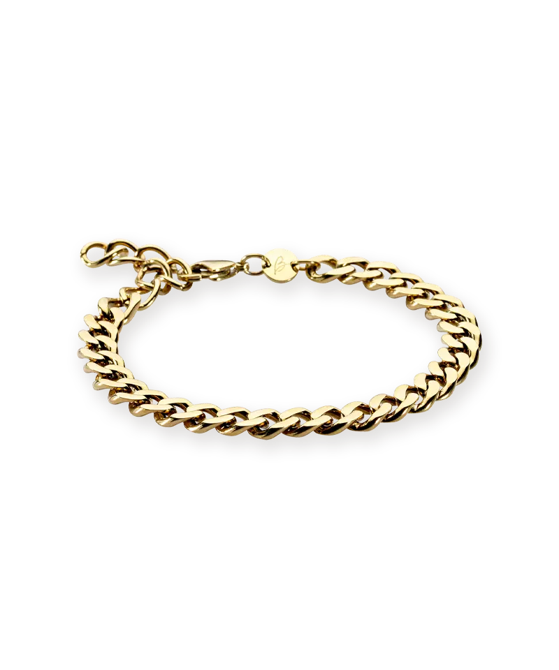 High Quality Stainless (316L) Grand Curb Link Gold Bracelet 15.5-19cm