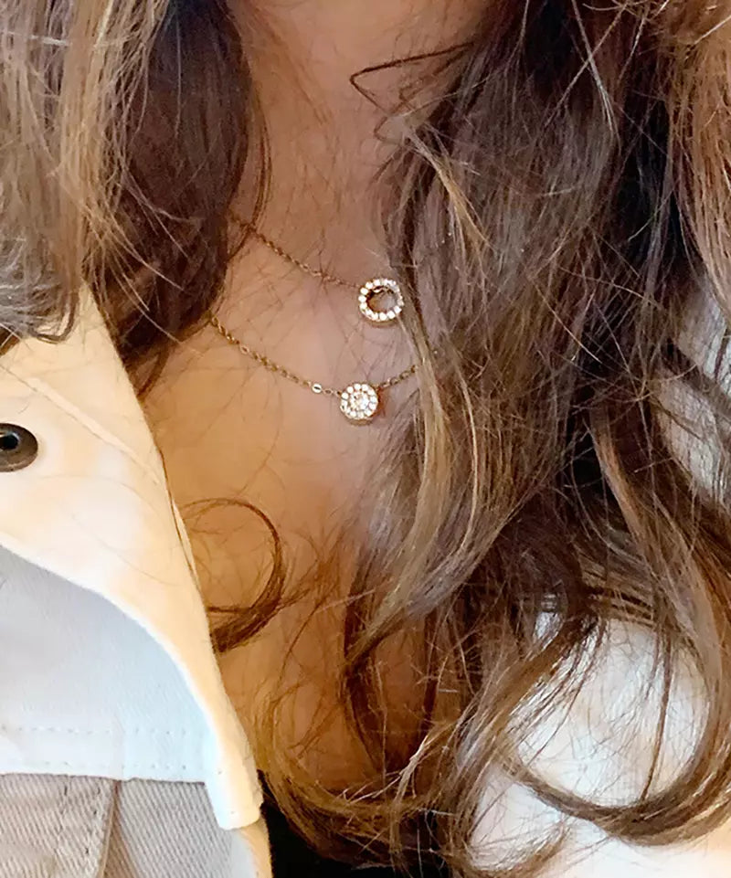 High Quality Stainless (316L) Brilliance Puck Hollow Gold Necklace 40-45cm