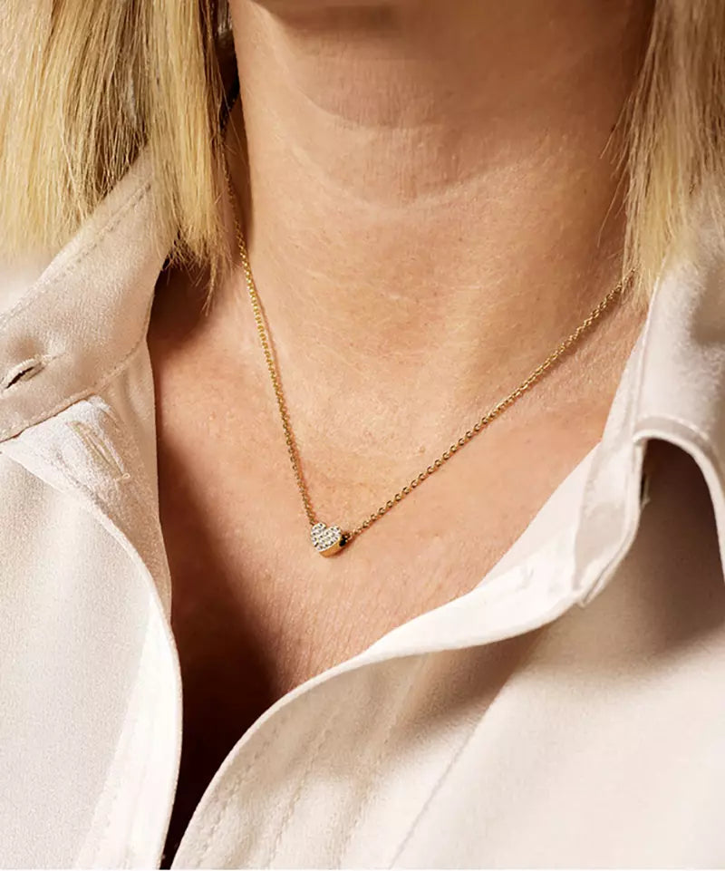 High Quality Stainless (316L) Brilliance Heart Gold Necklace 40-45cm