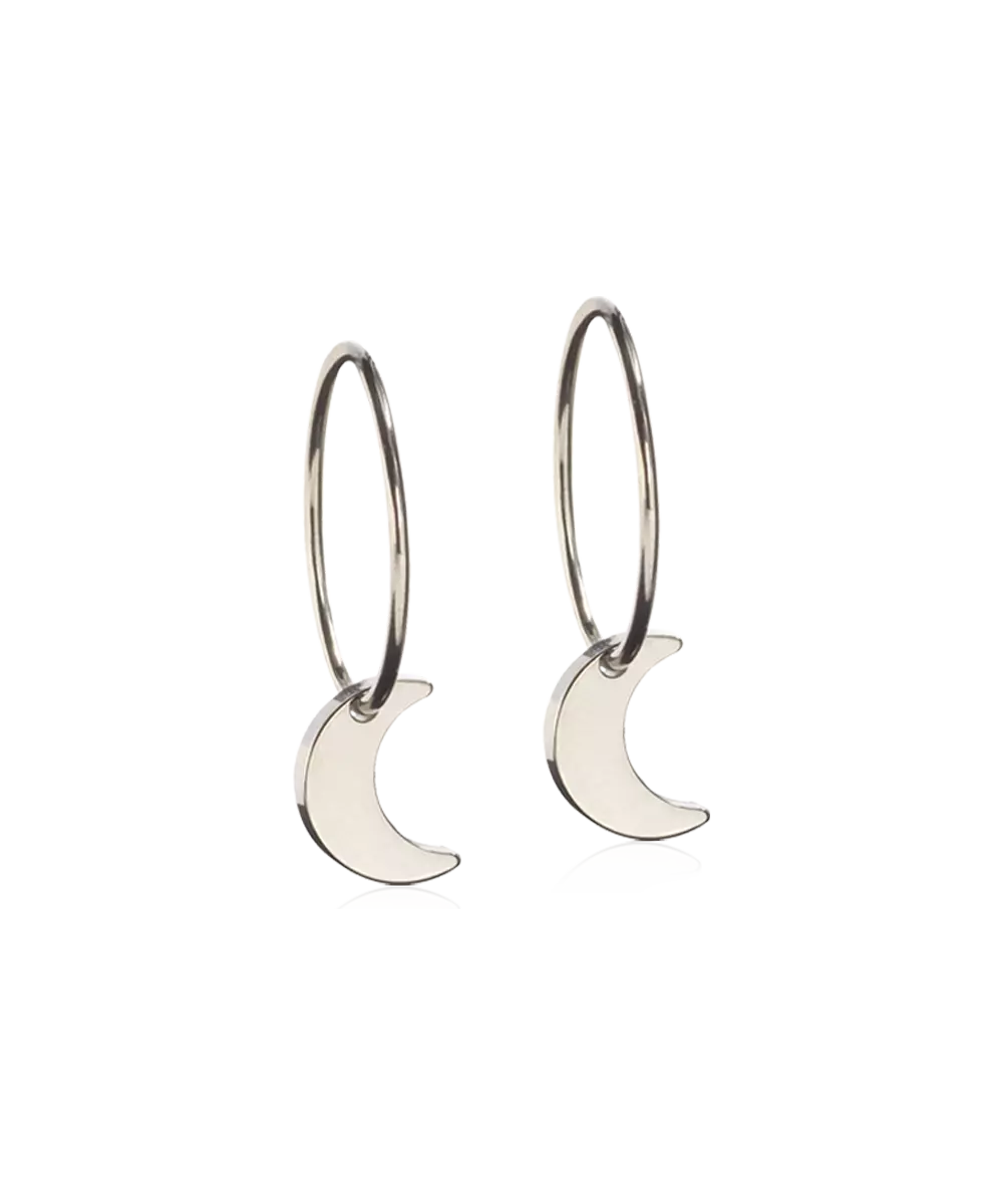 Natural Titanium Pendant Moon 8mm (New)