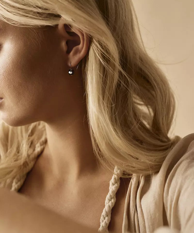 Natural Titanium Bezel Grey Diamond Pendant 8mm (New)