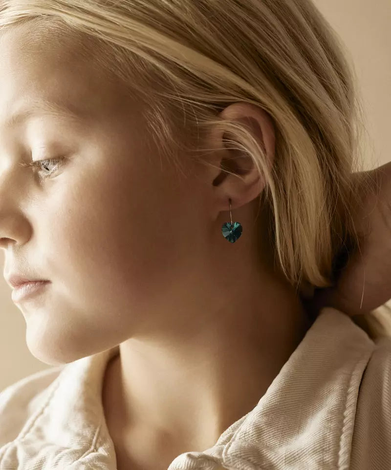 Natural Titanium Heart Turquoise 14mm