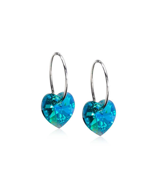 Natural Titanium Heart Turquoise 14mm
