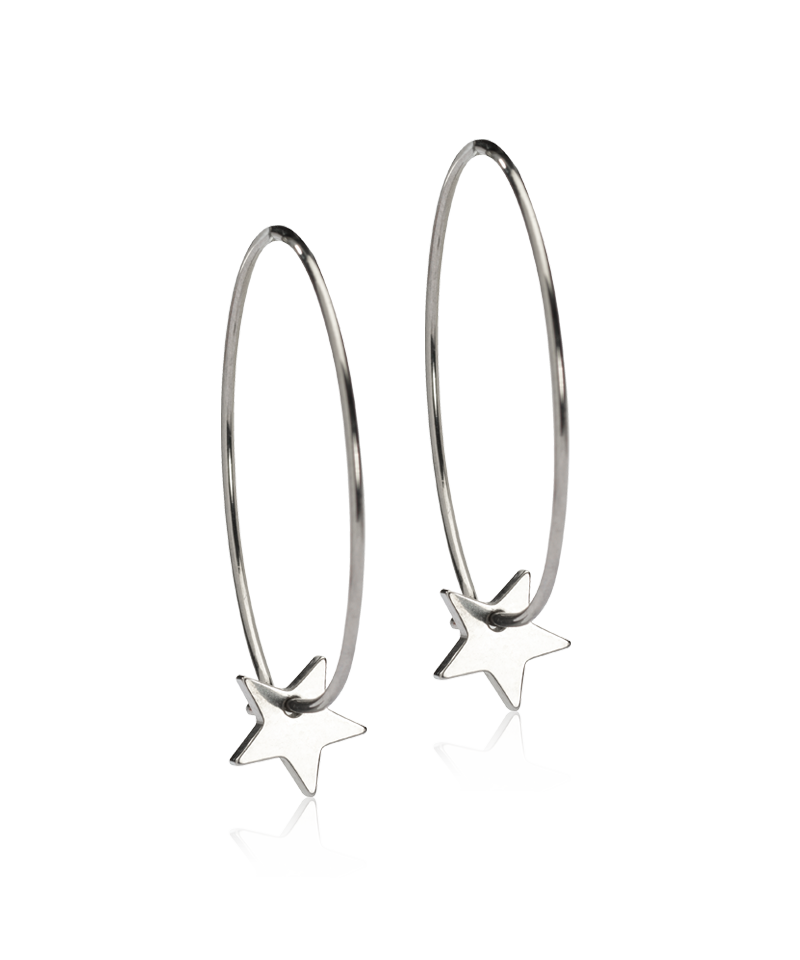 Natural Titanium Ear Ring Pendant Star 25mm
