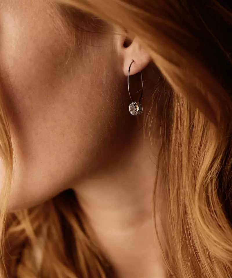 Natural Titanium Ear Ring Pendant Grey Diamond 25mm