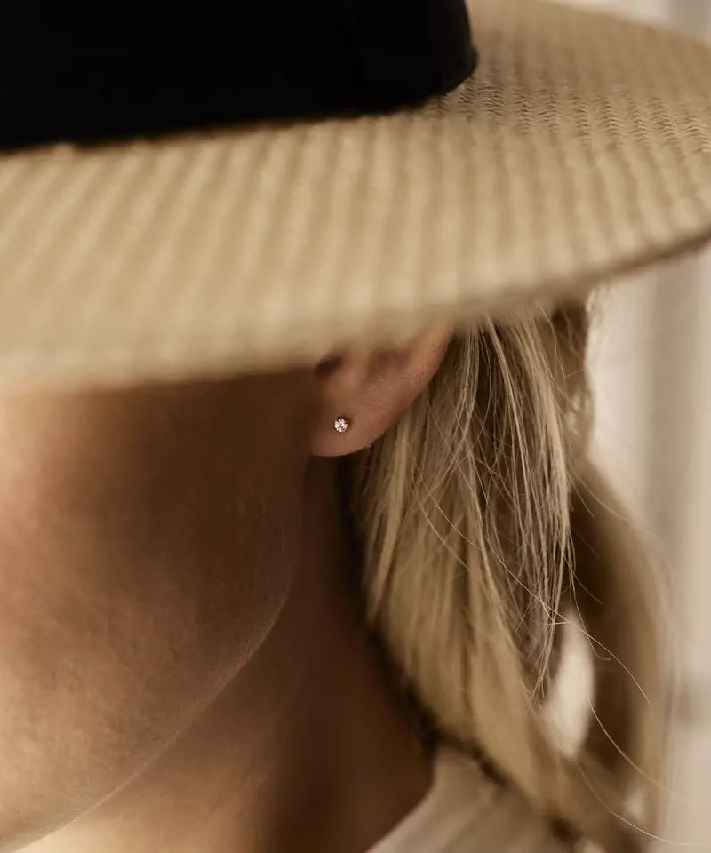 Gold Titanium Tiffany Cubic Zirconia Light Rose 3mm