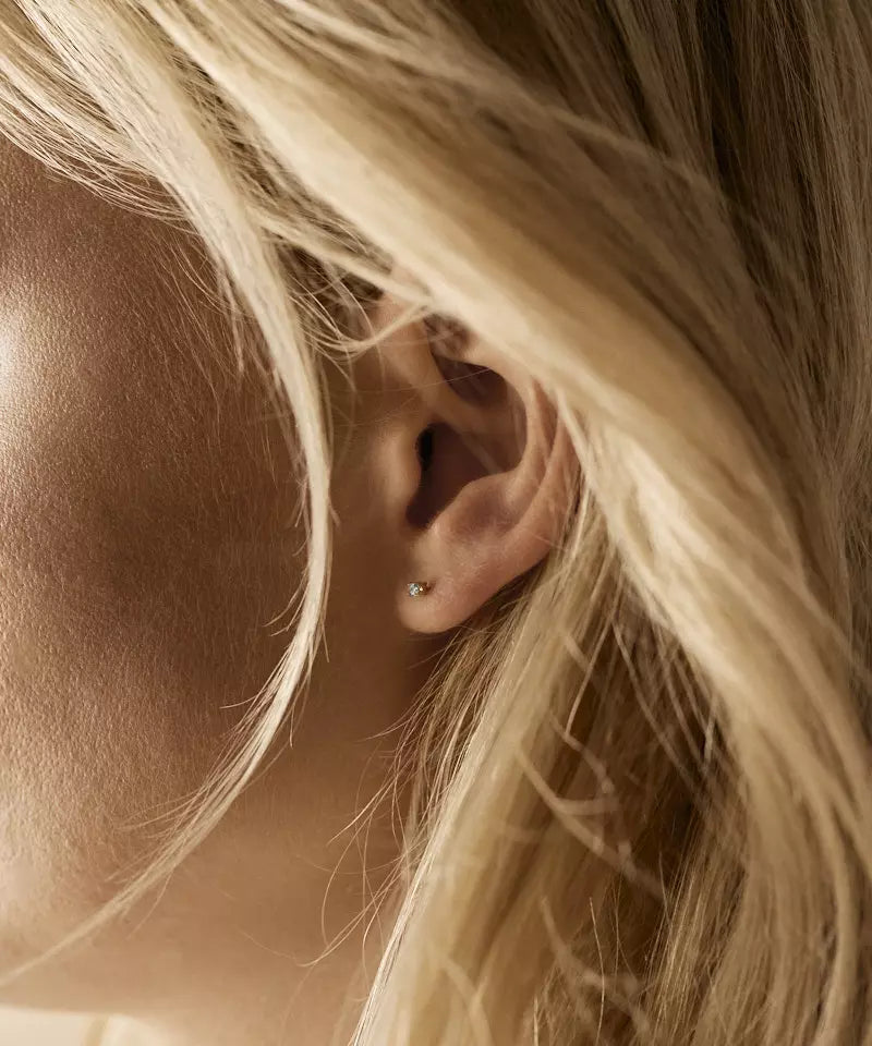 Gold Titanium Tiffany Cubic Zirconia Aquamarine 3mm