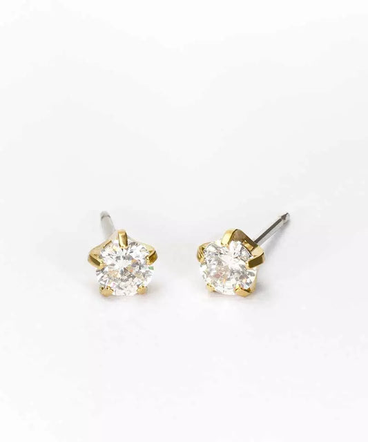 Gold Titanium Tiffany Precious Cubic Zirconia 5mm