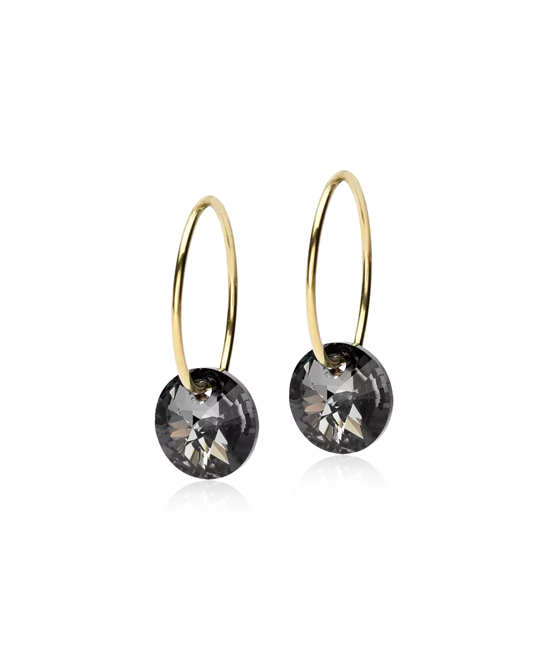 Gold Titanium Ear Ring Pendant Grey Diamond 14mm (New)