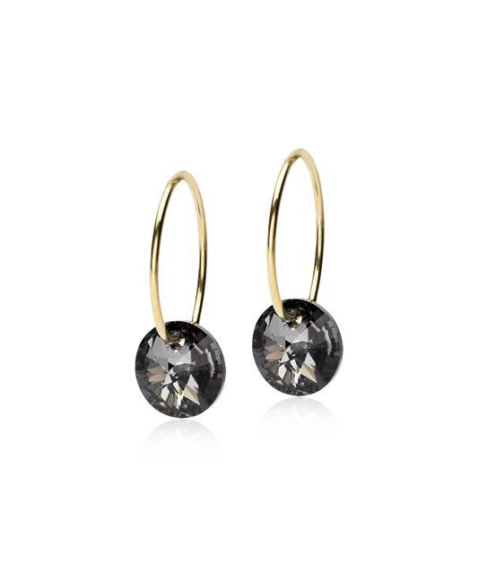 Gold Titanium Ear Ring Pendant Grey Diamond 14mm (New)