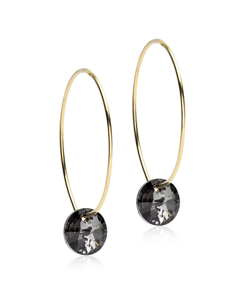 Gold Titanium Ear Ring Pendant Grey Diamond 25mm (New)