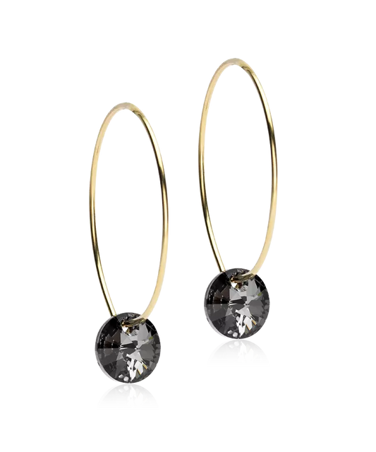 Gold Titanium Ear Ring Pendant Grey Diamond 25mm (New)