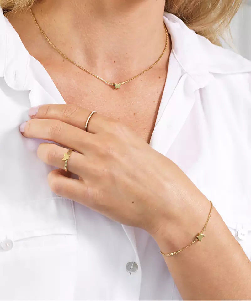 High Quality Stainless (316L) Butterfly Gold Bracelet 14-19cm