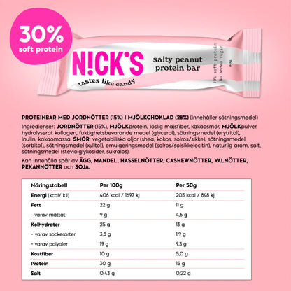 N!CK’S Protein Bar Salty Peanuts (15g Protein, SUGAR FREE) 3x50g