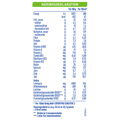 Nestlé NAN ExpertPRO 3 SENSITIVE (800g x 6) SWEDEN +12 Months