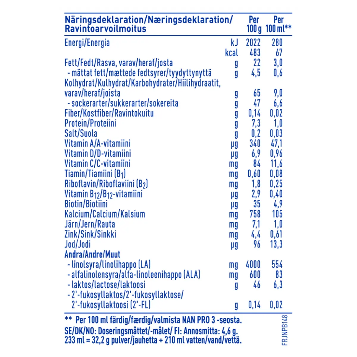 Nestlé NAN PRO 3 (800g x 6) SWEDEN +12 Months